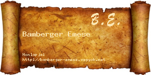 Bamberger Emese névjegykártya